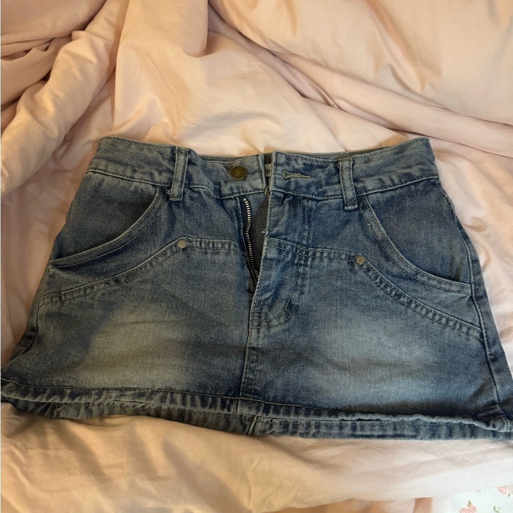 Fashion Nova Blue Denim Mini Skirt